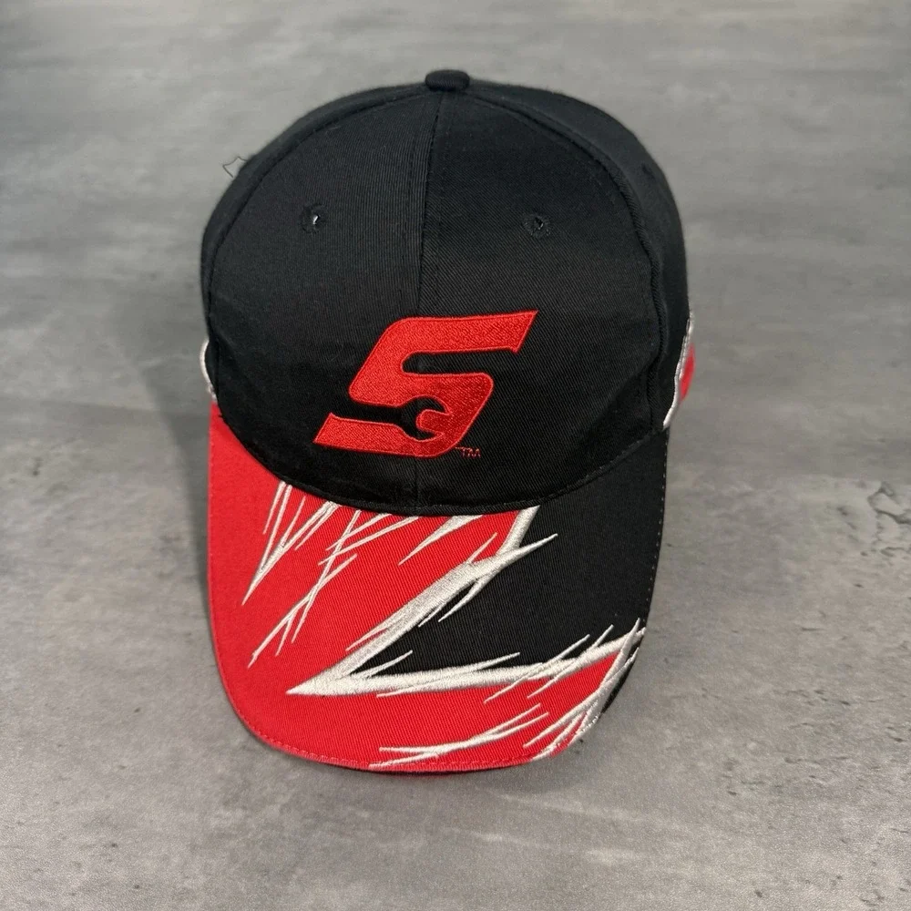 Vintage Snap On Racing‎ Hat Black Red Silver Lightning Mechanic Truck Car Hotrod